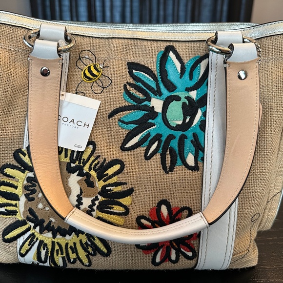 Coach Bumble Bee & Flowers Tote Bag L053-9447 NWT Limited Edition with Dust Bag - Picture 1 of 16
